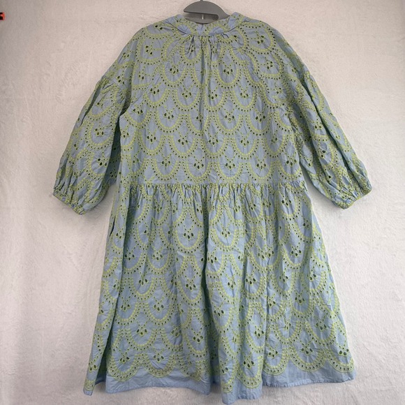 Devotion Twins Amorgos Women's Blue & Yellow Eyelet Embroidered‎ Dress - Small - Picture 6 of 7